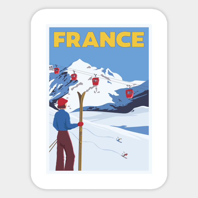 France Vintage Ski Travel Poster Sticker by Terrybogard97